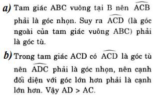 Giải bài tập SGK Toán lớp 7 bài 2: Quan hệ giữa đường vuông góc và đường xiên, đường xiên và hình chiếu