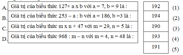 Đề kiểm tra cuối tuần môn Toán lớp 4