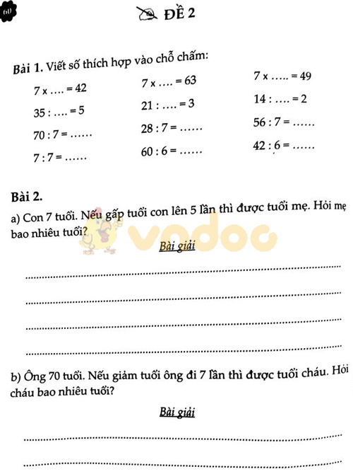 Đề bài Cùng em học Toán Tuần 8 - Đề 2