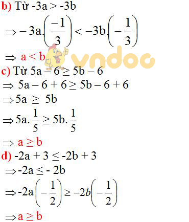 Giải bài tập SGK Toán lớp 8 bài 2: Liên hệ giữa thứ tự và phép nhân