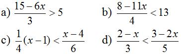 Giải bài tập SGK Toán lớp 8 bài 4: Bất phương trình bậc nhất một ẩn