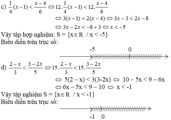 Giải bài tập SGK Toán lớp 8 bài 4: Bất phương trình bậc nhất một ẩn