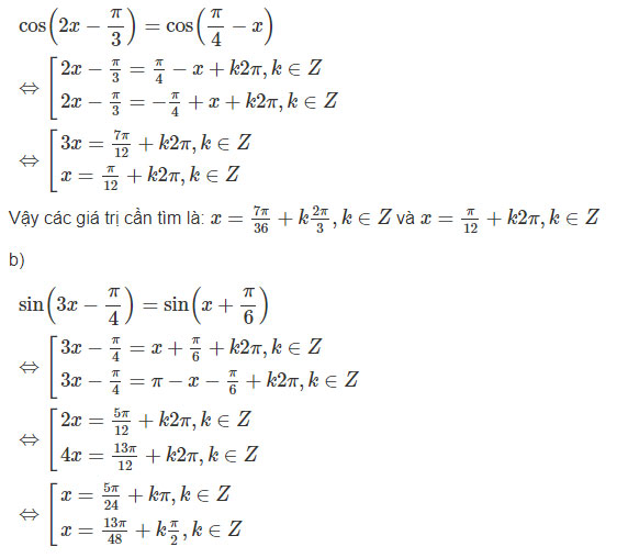 Giải SBT Toán 11 bài 2: Phương trình lượng giác cơ bản