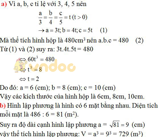 Giải bài tập SGK Toán lớp 8 bài 3: Thể tích của hình hộp chữ nhật