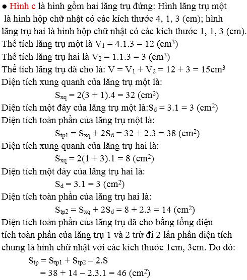 Giải bài tập SGK Toán lớp 8 bài 6: Thể tích của hình lăng trụ đứng