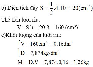 Giải bài tập SGK Toán lớp 8 bài 6: Thể tích của hình lăng trụ đứng