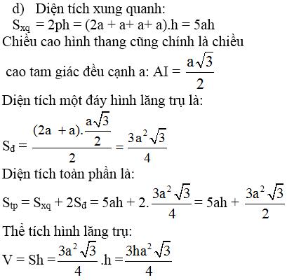 Giải bài tập SGK Toán lớp 8 bài: Ôn tập chương IV - Hình lăng trụ đứng. Hình chóp đều