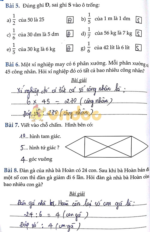Kiểm tra giữa học kỳ 1 Toán lớp 3 - Đề 2