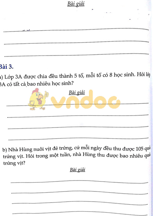 Cùng em học Toán lớp 3 Tuần 11 - Đề 1