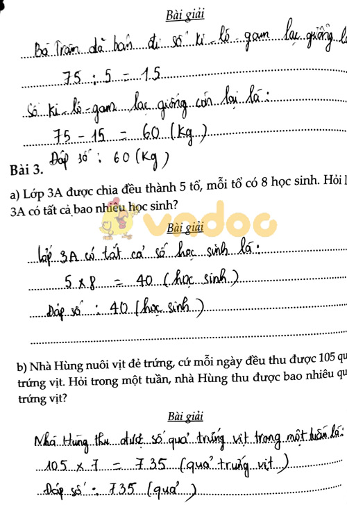 Cùng em học Toán lớp 3 Tuần 11 - Đề 1