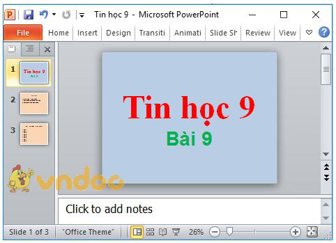 Giải bài tập SGK Tin học 9 bài 9: Định dạng trang chiếu