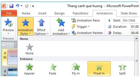 Giải bài tập SGK Tin học 9 bài 11: Tạo các hiệu ứng động
