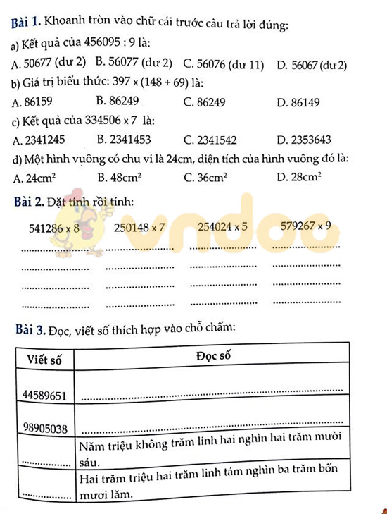 Cùng em học Toán lớp 4 Tuần 10 - Đề 1