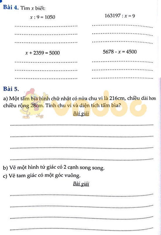 Cùng em học Toán lớp 4 Tuần 10 - Đề 1