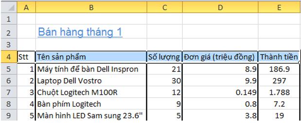 Giải bài tập SGK Tin học 7 bài 6: Định dạng trang tính