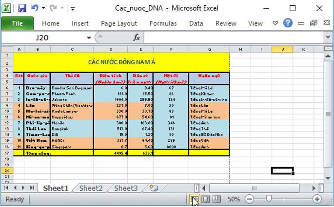 Giải bài tập SGK Tin học 7 bài 7: Trình bày và in trang tính