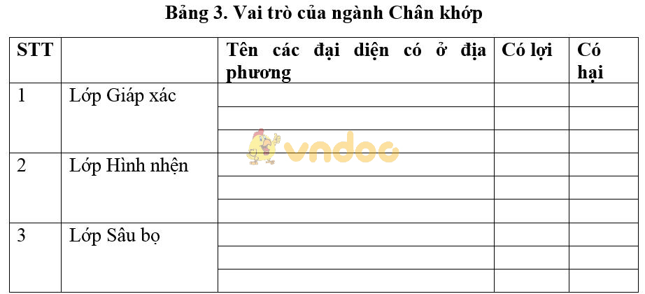 Giải bài tập SGK Sinh học 7 bài 29: Đặc điểm chung và vai trò của ngành Chân khớp