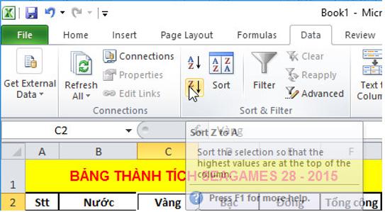 Giải bài tập SGK Tin học 7 bài 8: Sắp xếp và lọc dữ liệu