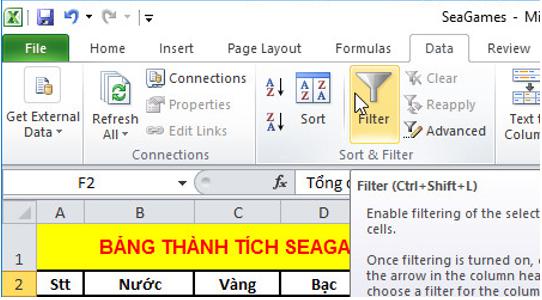 Giải bài tập SGK Tin học 7 bài 8: Sắp xếp và lọc dữ liệu