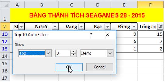 Giải bài tập SGK Tin học 7 bài 8: Sắp xếp và lọc dữ liệu