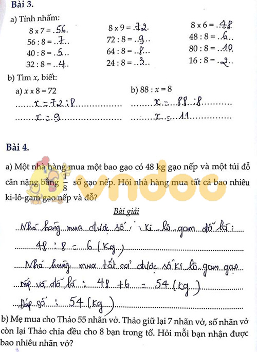 Đề bài Cùng em học Toán lớp 3 Tuần 12 - Đề 2: