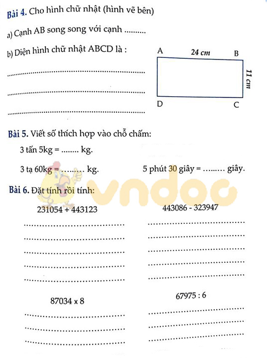 Cùng em học Toán lớp 4: Đề kiểm tra giữa kì 1