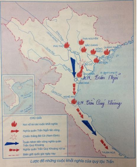 Giải Tập bản đồ Lịch Sử 7 bài 18: Cuộc kháng chiến của nhà Hồ và phong trào khởi nghĩa chống quân Minh đầu thế kỉ 15