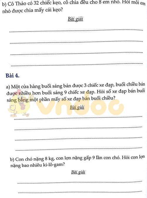 Đề bài Cùng em học Toán lớp 3 Tuần 13 - Đề 1: