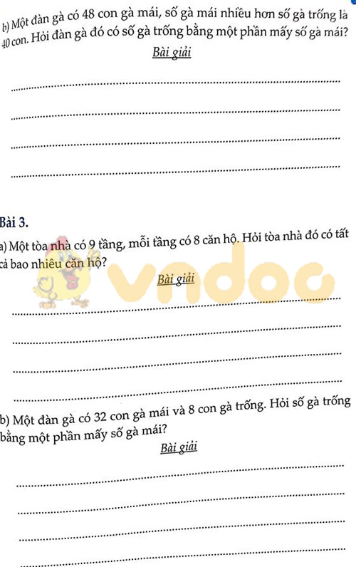 Đề bài Cùng em học Toán lớp 3 Tuần 13 - Đề 2: