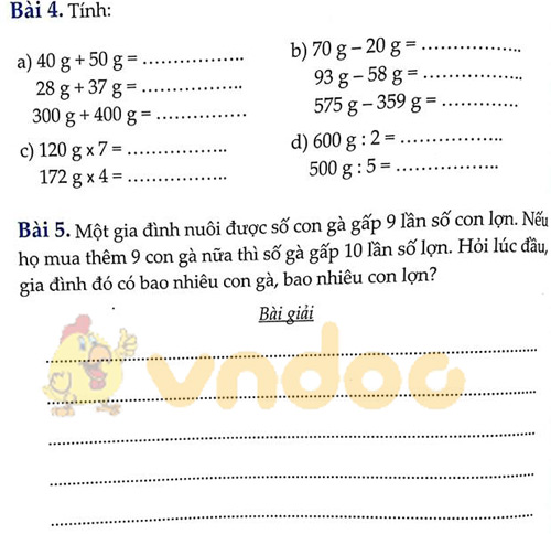 Đề bài Cùng em học Toán lớp 3 Tuần 13 - Đề 2: