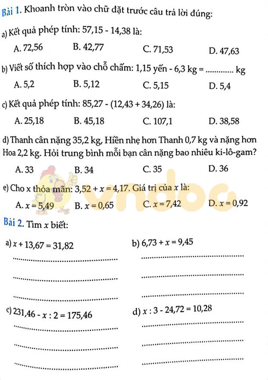 Cùng em học Toán lớp 5 Tuần 11