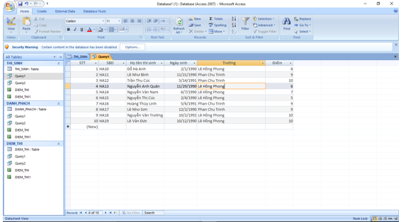 Giải bài tập SGK Tin học 12: Bài tập và thực hành 10 