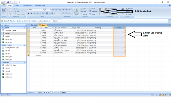 Giải bài tập SGK Tin học 12: Bài tập và thực hành 10 