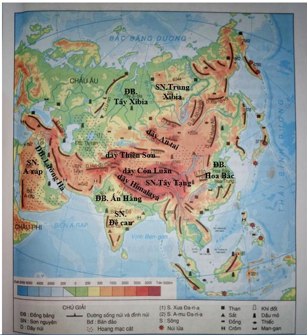 Giải vở bài tập Địa Lý 8 bài 1: Vị trí địa lí, địa hình và khoáng sản