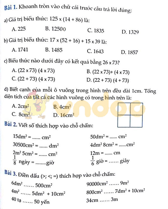 Cùng em học Toán lớp 4 Tuần 12