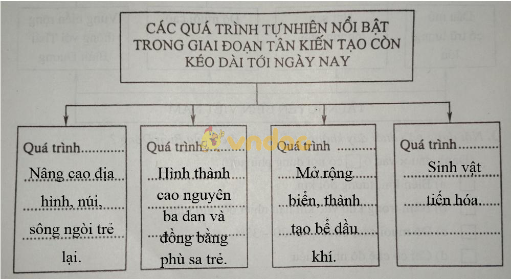 Giải vở bài tập Địa Lý 8 bài 25: Lịch sử phát triển của tự nhiên Việt Nam
