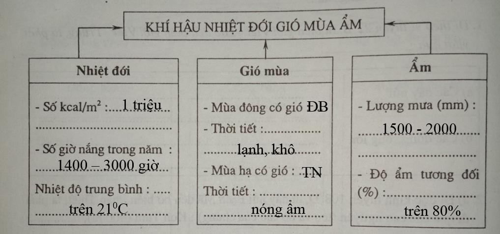 Giải vở bài tập Địa Lý 8 bài 31: Đặc điểm khí hậu Việt Nam