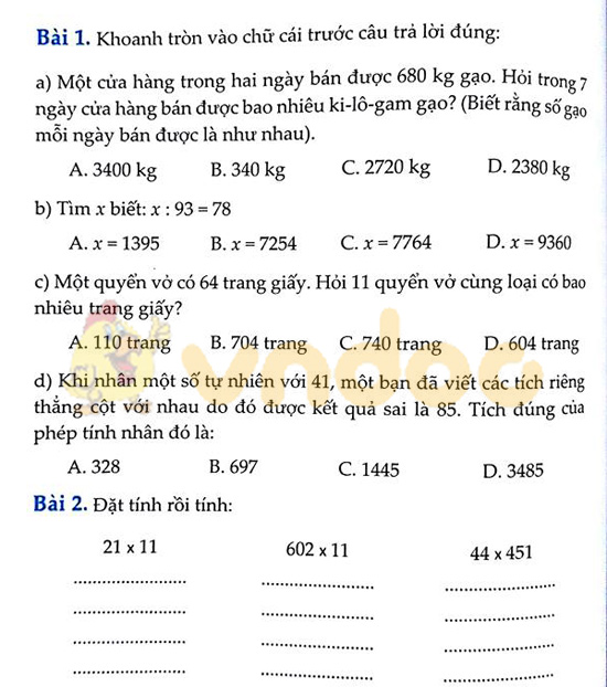 Cùng em học Toán lớp 4 Tuần 13