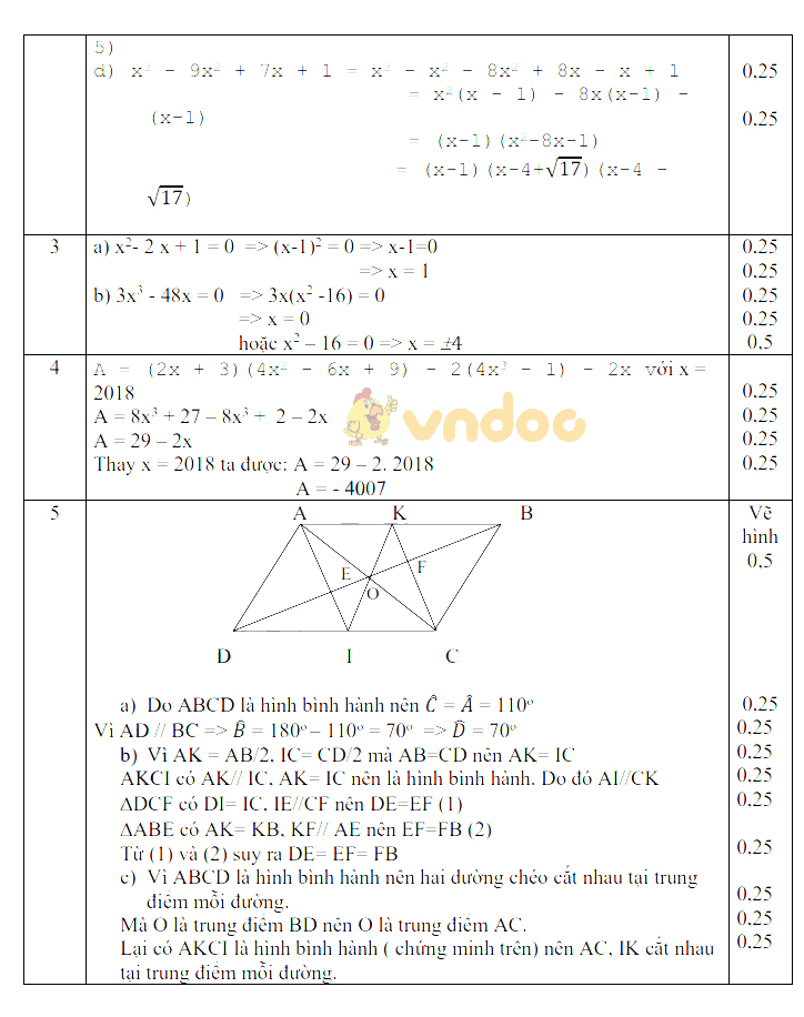 Đề thi giữa học kì 1 lớp 8 môn Toán trường THCS An Sơn năm học 2018 - 2019