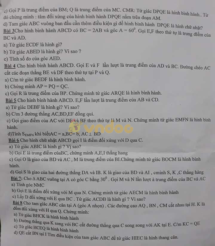 Đề cương ôn tập giữa học kì 1 lớp 9 môn Toán trường THCS Dịch Vọng năm học 2018 - 2019
