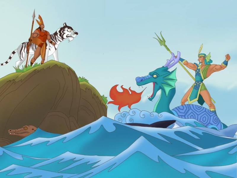 Tưởng tượng và kể lại câu chuyện về cuộc đọ sức của Sơn Tinh và Thủy Tinh trong điều kiện hiện đại