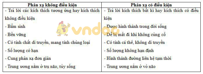 so sánh phản xạ không điều kiện và phản xạ có điều kiện Lý thuyết Sinh học lớp 8 bài 52: Phản xạ không điều kiện và phản xạ có điều kiện