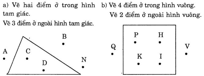 Giải Vở Bài Tập Toán 1 bài 95: Điểm ở trong, điểm ở ngoài một hình