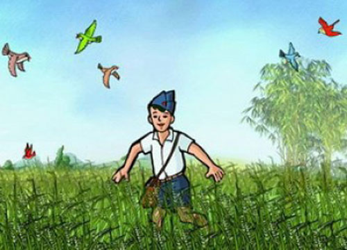 Bạn hãy tưởng tượng cuộc gặp gỡ bạn Lượm trong một lần đi liên lạc