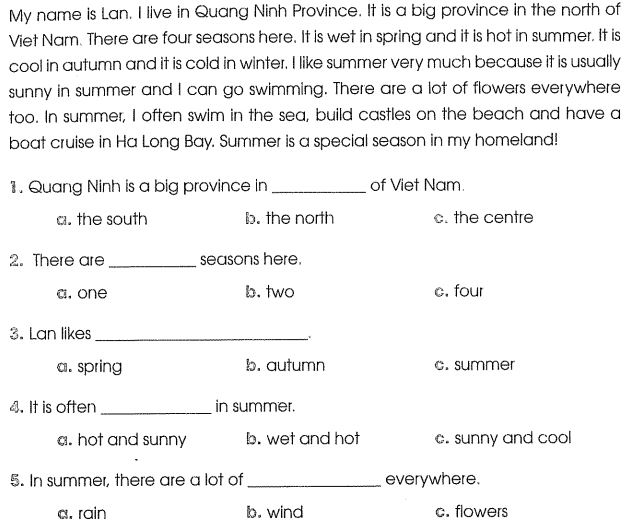 Bài tập cuối tuần môn Tiếng Anh lớp 5 - Tuần 30