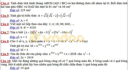 Đề thi chọn học sinh giỏi cấp huyện lớp 9 môn Toán Phòng GD&ĐT Hương Khê năm học 2018 - 2019