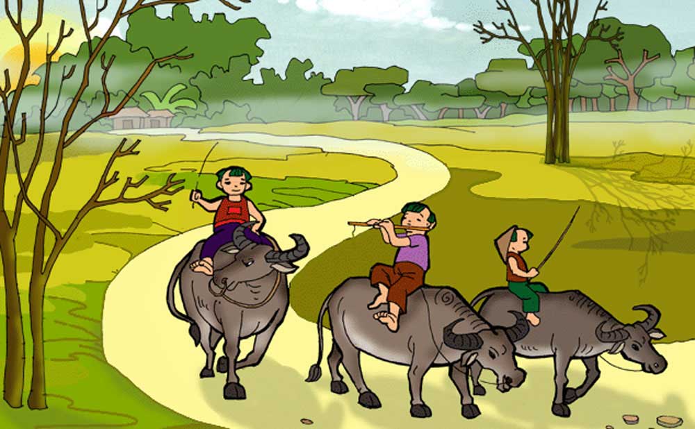 Miêu tả cảnh mục đồng thổi sáo dẫn trâu về nhà