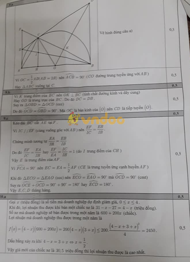 Đề thi khảo sát chất lượng lớp 9 môn Toán Sở GD&ĐT Bắc Ninh năm học 2018 - 2019