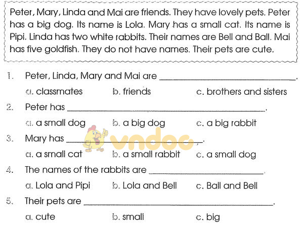 Bài tập cuối tuần môn Tiếng Anh lớp 3 - Tuần 28