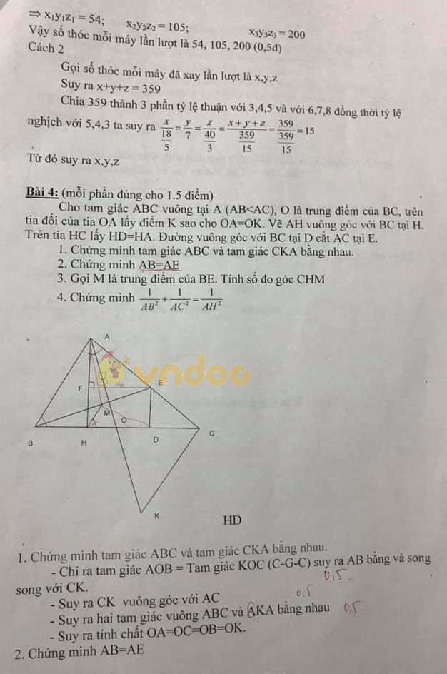 Đề thi chọn học sinh giỏi cấp huyện lớp 7 môn Toán Phòng GD&ĐT huyện Thuận Thành năm học 2018 - 2019
